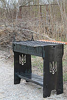 Мангал розбірний високий на 10 шампурів із підставкою для дров та індивідуальним гравіюванням — Герб