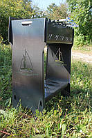 Мангал розбірний високий на 14 шампурів із підставкою для дров та індивідуальним гравіюванням