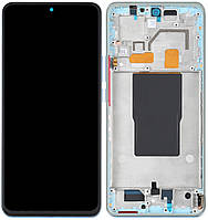 Дисплей модуль тачскрин Xiaomi 12T/12T Pro черный Amoled оригинал переклеенное стекло в рамке голубого цвета