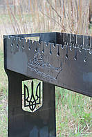 Мангал розбірний високий на 12 шампурів із підставкою для дров та індивідуальним гравіюванням — російський військовий до