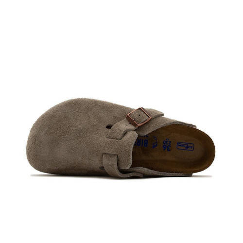 Шльопанці шкіряні сабо Birkenstock Boston BS Taupe сіро