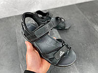 Мужские стильные сандалии из натуральной кожи черные Adidas