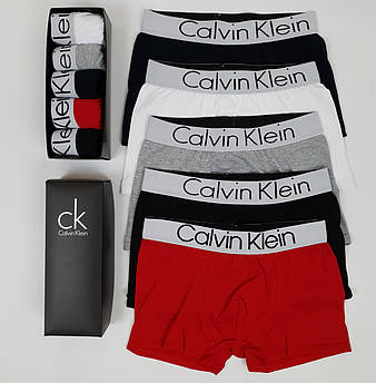 Боксери труси комплект 5шт Calvin Klein. Набір трусів для чоловіків у коробці Кельвін Кляйн. Спідня білизна набір
