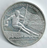 Німеччина 10 євро, 2010 Чемпіонат світу гірськолижним спортом 2011 Срібло 0.925, 18g, No1447