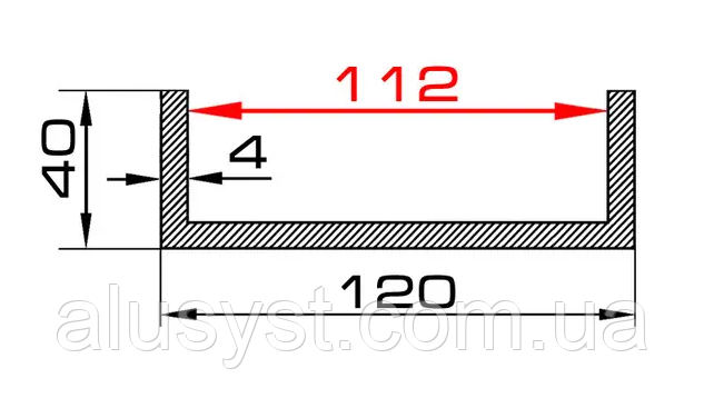 114мм / 120х40х4 швелер 50см / Анодований