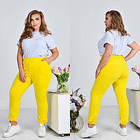 Женские спортивные желтые штаны на резинке большие размеры