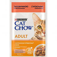 Влажный корм для котов Cat Chow ADULT. З яловичиною та баклажанами в желе, 85 г (7613036595025)