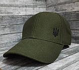 Кепка "хакі", темна олива з чорним тризубом. Преміум якість, фото 2