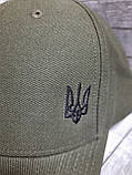 Кепка "хакі", темна олива з чорним тризубом. Преміум якість, фото 5