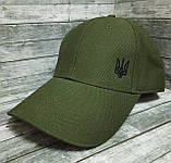 Кепка "хакі", темна олива з чорним тризубом. Преміум якість, фото 6
