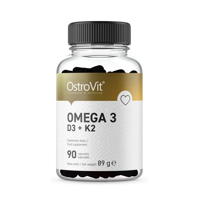 Омега 3 Вітаміни Д3 та К2 OstroVit Omega 3 D3+K2 90 caps