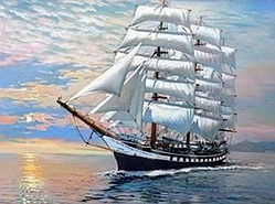 Алмазна вишивка. Картина на підрамнику "Білі вітрила" , розмір 40х50см