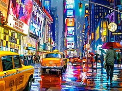 Алмазна вишивка. Картина на підрамнику "Нічне місто" , розмір 40х50см