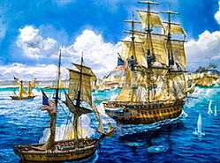 Алмазна вишивка. Картина на підрамнику "Морський бій" , розмір 40х50см