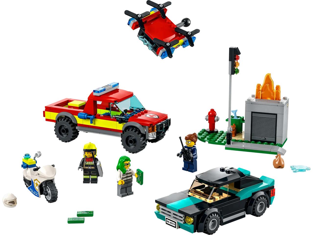 LEGO Конструктор City Пожарная бригада и полицейская погоня Bautools - Всегда Вовремя - фото 1 - id-p1865985914