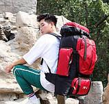 Рюкзак похідний 75 л для риболовлі туризму полювання червоний, фото 9