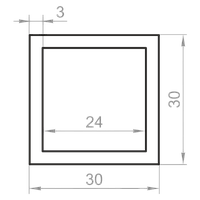 Труба алюминиевая квадратная 30x30x3 без покрытия