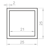 Труба алюминиевая квадратная 25x25x2 анодированная