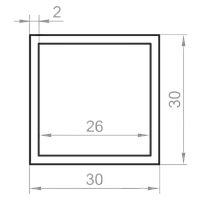 Труба алюминиевая квадратная 30x30x2 анодированная