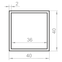 Труба алюминиевая квадратная 40x40x2 анодированная