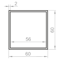 Труба алюминиевая квадратная 60x60x2 без покрытия