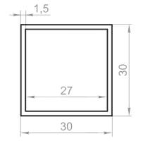 Труба алюминиевая квадратная 30x30x1,5 без покрытия