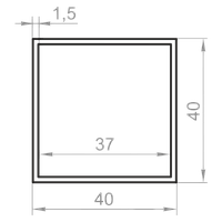 Труба алюминиевая квадратная 40x40x1,5 без покрытия