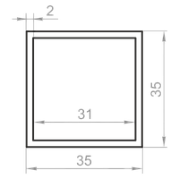 Труба алюминиевая квадратная 35x35x2 анодированная