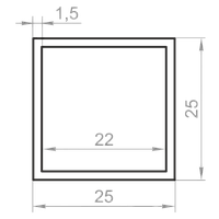 Труба алюминиевая квадратная 25x25x1,5 анодированная