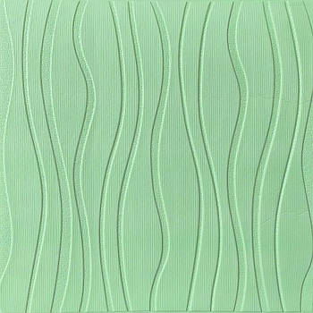 Самоклеюча 3D панель світло-зелені хвилі 600x600x6мм SW-00001327