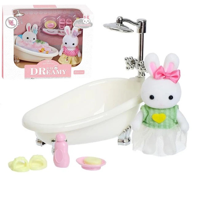 Набір меблів "Ванна" з фігуркою зайчика (аналог Sylvanian families) арт. 6621-4