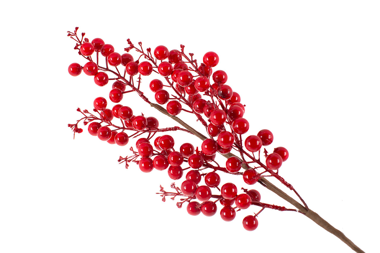 Декоративна гілка з червоними ягодами, 57см - 12 шт УПАКОВКА ТОВАР ВІД ВИРОБНИКА