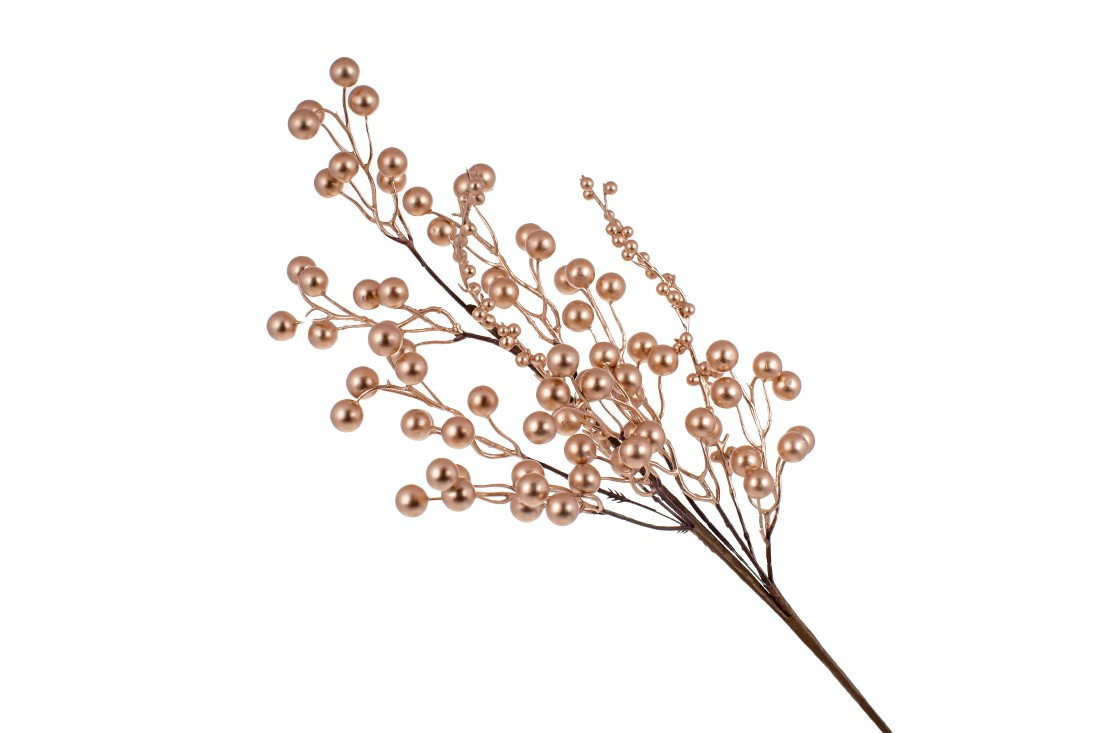 Декоративна гілка із золотими перламутровими ягодами, 62см - 12 шт УПАКОВКА ТОВАР ВІД ВИРОБНИКА