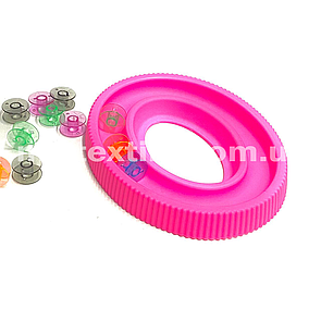 Органайзер із твердого силікону овальний рожевий для зберігання шпулею на 27 шт.