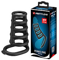 Силіконова стимулююча насадка на пеніс чорна Pretty Love Penis Ring Rodrigo Кайф