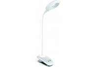 Настольный LED светильник прищепка LUXEL TLС-04W 6w белый + ночник +USB