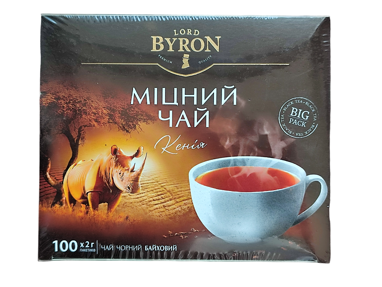 Чорний міцний чай без добавок і ароматизаторів Lord Byron Кенія 100 пакетиків