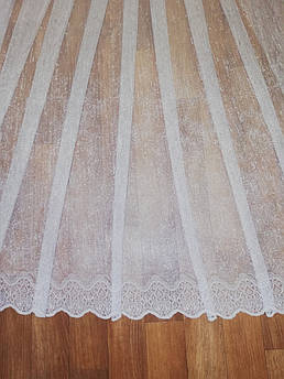 Тюль із класичним візерунком і ажурним низом у зал, залишок 6 м