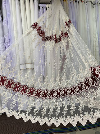 Тюль фатин Корд заввишки 2,8 м. бордовий, фото 1