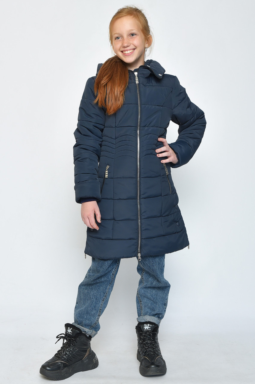 Куртка дитяча дівчинка зимова темно-синього кольору 153105L