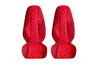 Чехлы красные автомобильные на сиденья Volvo FH4 /с 2013 г. из экокожи, набор чехлов из кожзама 2 шт