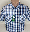 Чоловіча теніска 100% бавовна Hetai vk-0506 класична синя в клітку, чоловіча сорочка з коротким рукавом XL, фото 6