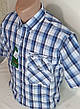 Чоловіча теніска 100% бавовна Hetai vk-0506 класична синя в клітку, чоловіча сорочка з коротким рукавом XL, фото 9