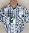 Чоловіча теніска 100% бавовна Hetai vk-0507 класична синя в клітку, чоловіча сорочка з коротким рукавом, фото 6
