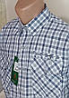 Чоловіча теніска 100% бавовна Hetai vk-0507 класична синя в клітку, чоловіча сорочка з коротким рукавом, фото 7