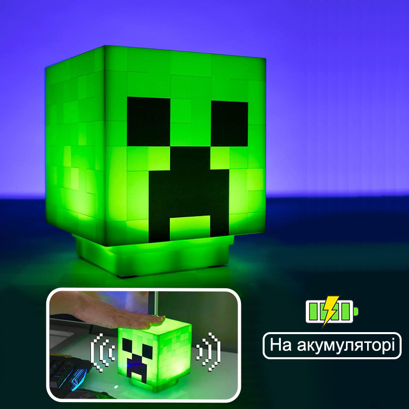 Нічник Майнкрафт Кріпер Minecraft Creeper light лампа LED світлодіодна іграшка зі звуком на акумуляторі