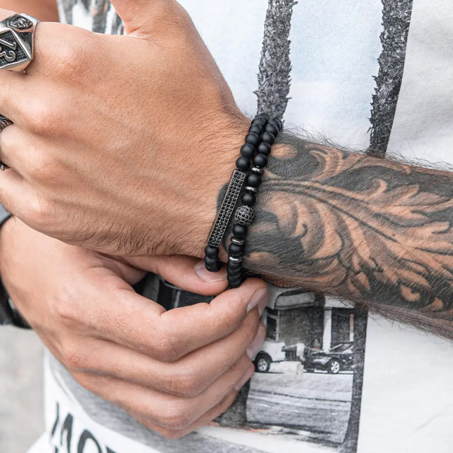 Чоловічий браслет з натурального каменю BLACK SMOKE