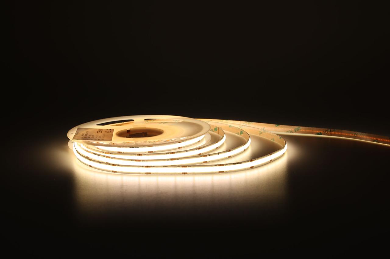Світлодіодна стрічка COB Rishang 12Вт 24В 4000К 900Лм 512LED нейтральна біла. Світлодіодна стрічка без точок., фото 1