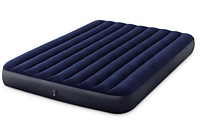 Надувний велюровий двомісний матрац Intex 64759, 152х203х25 см. синій