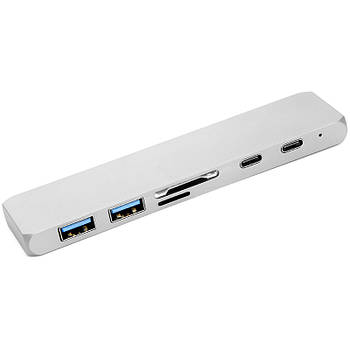 USB-хаб PowerPlant Type-C — HDMI 4K, USB 3.0, USB Type-C, SD, microSD